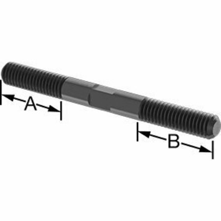 BSC PREFERRED Black-Oxide Steel Threaded on Both Ends Stud 3/8-16 Thread Size 4 Long 1-1/4 Long Threads 90281A640
